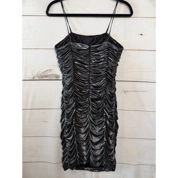 Cache Strapless Silver Shimmer Rouched Drs Sz 8 Festive Holiday Party Cocktail - Picture 2 of 7